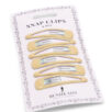 Verpakking met zes Hair Snap Clips Bunheads in blond, gepresenteerd op een witte achtergrondkaart met het label "Bunheads".
